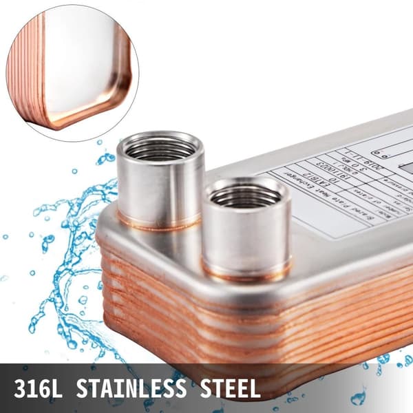 60 plattor lödd plattvärmeväxlare med dedikerad 1/2" BSP FPT-port, hög termisk effektivitet, låg energiförbrukning, bred applikation