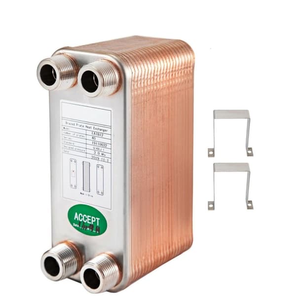 60 plattor lödd plattvärmeväxlare med dedikerad 1/2" BSP FPT-port, hög termisk effektivitet, låg energiförbrukning, bred applikation