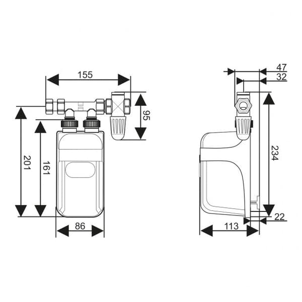 DAFI vandvarmer 9,0 kW uden batteri (400V)