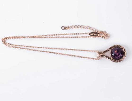 Necklace & earring set purple crystal water drop pendants