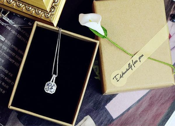 Diamond pendant necklace 925 silver