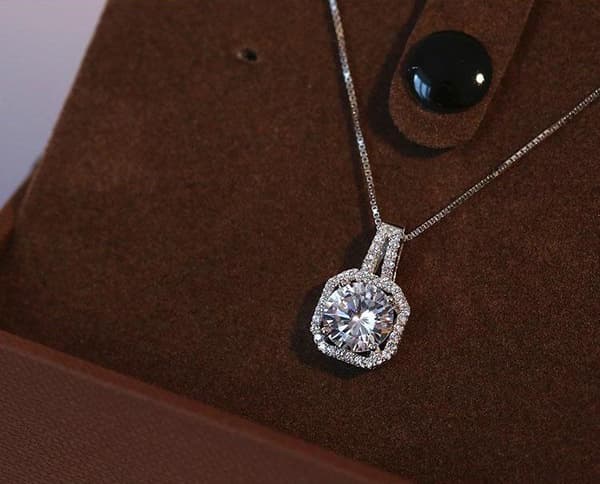 Diamond pendant necklace 925 silver