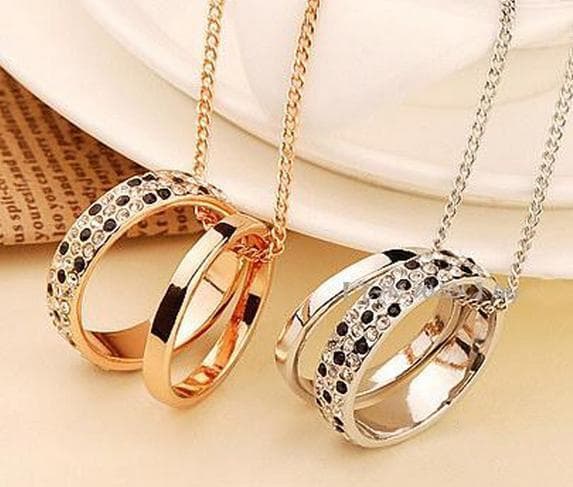 2 rings pedant necklace classical style