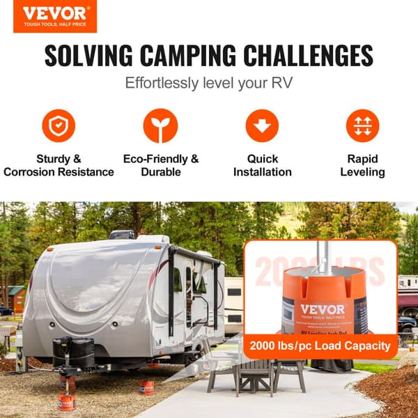 VEVOC Trailer Jack Block, 2000 lbs kapasiteetti, korkealaatuinen polypropeeni,8 tuumaa