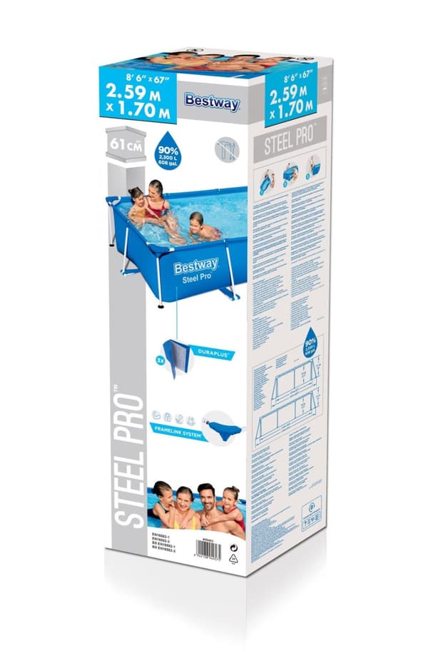 Steel Pro Deluxe Splash pool 2.59m x 1.70m x 61cm