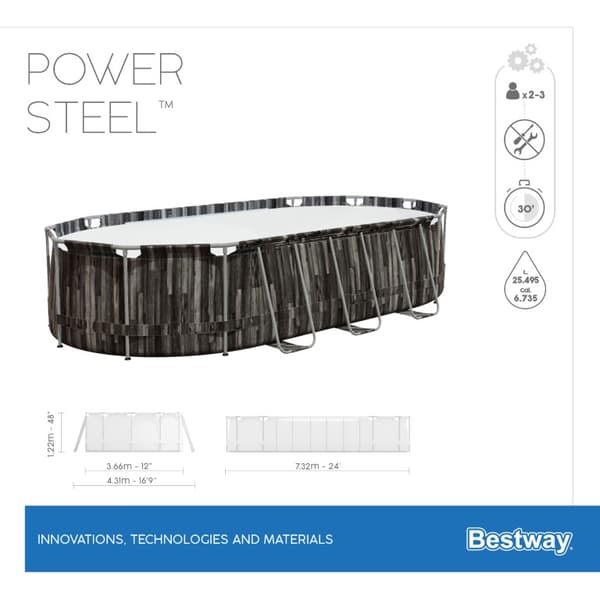 Bestway  Power Steel 732 x 366 x 122 cm Oval pool m/stege mv