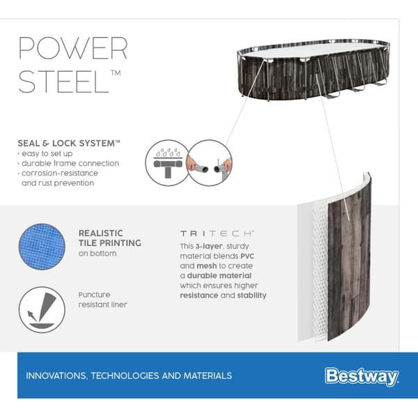 Bestway  Power Steel 732 x 366 x 122 cm Oval pool m/stege mv