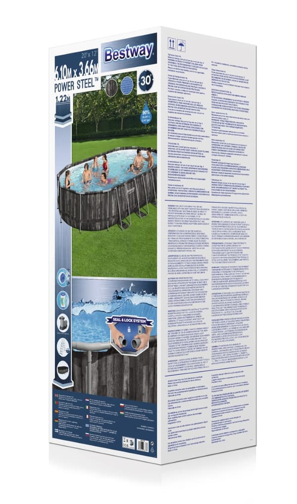 Bestway  Power Steel 610 x 366 x 122 cm Oval pool m/pump, stege