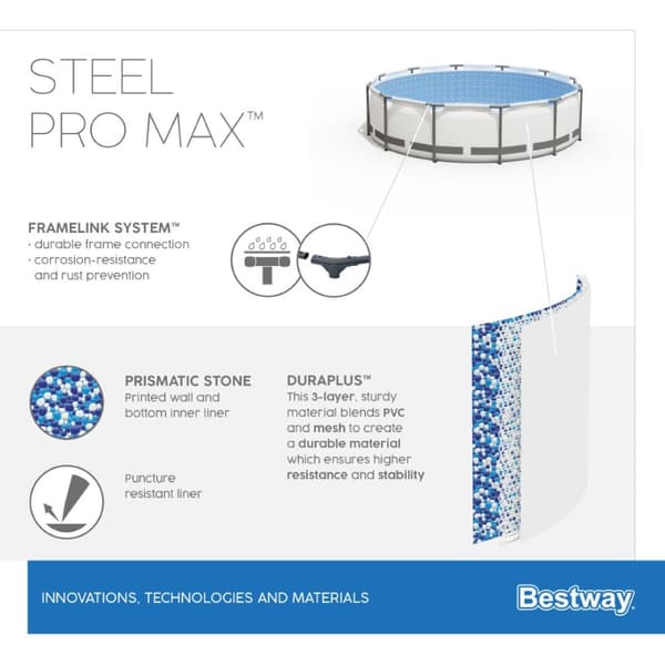 Bestway Steel Pro MAX Frame Pool 427 x 122 cm m/pump, stege, etc.