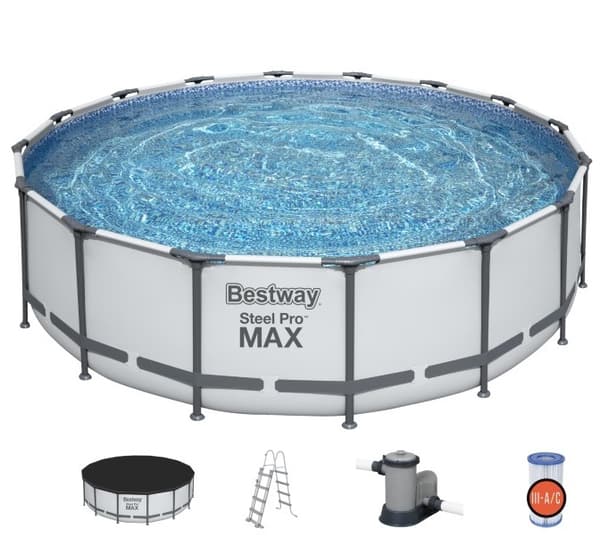 Bestway Steel Pro MAX Frame Pool 488 x 122 cm m/pump, stege, etc.