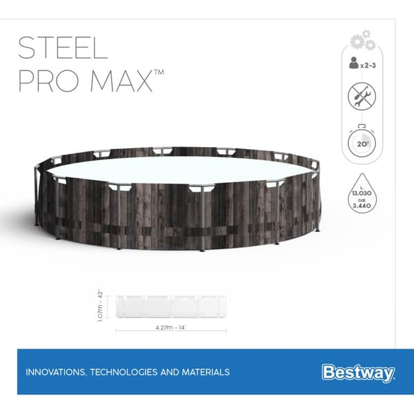 Bestway Steel Pro MAX Frame Pool 427 x 107cm m/pump, stege - Ny modell!