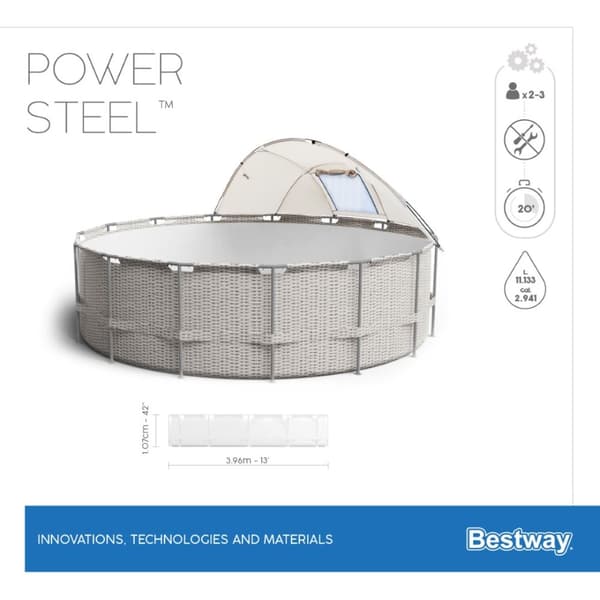 Bestway Power Steel  396 x 107 cm m/Baldakin, pump, stege m.m.