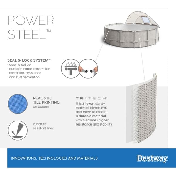 Bestway Power Steel  396 x 107 cm m/Baldakin, pump, stege m.m.