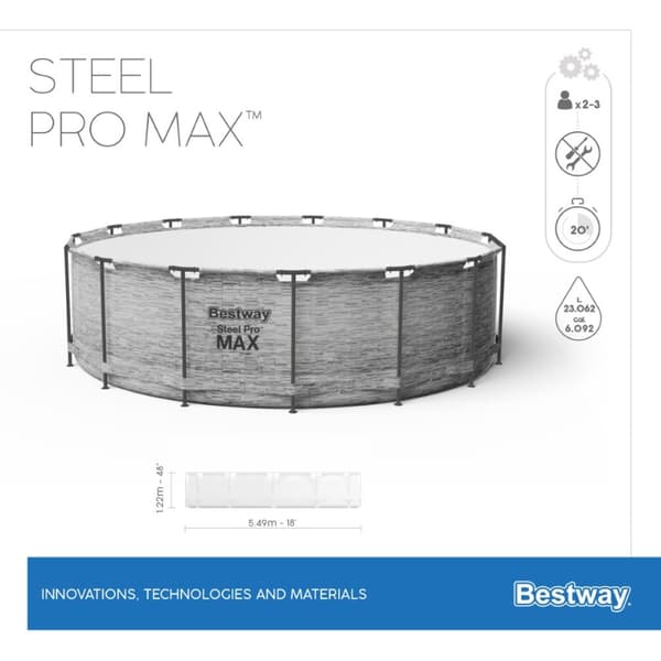 Bestway Steel Pro Max Frame Pool 549 x 122cm m/pump, stege - Ny modell!