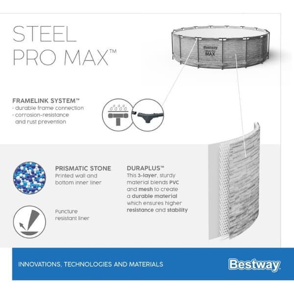 Bestway Steel Pro Max Frame Pool 549 x 122cm m/pump, stege - Ny modell!