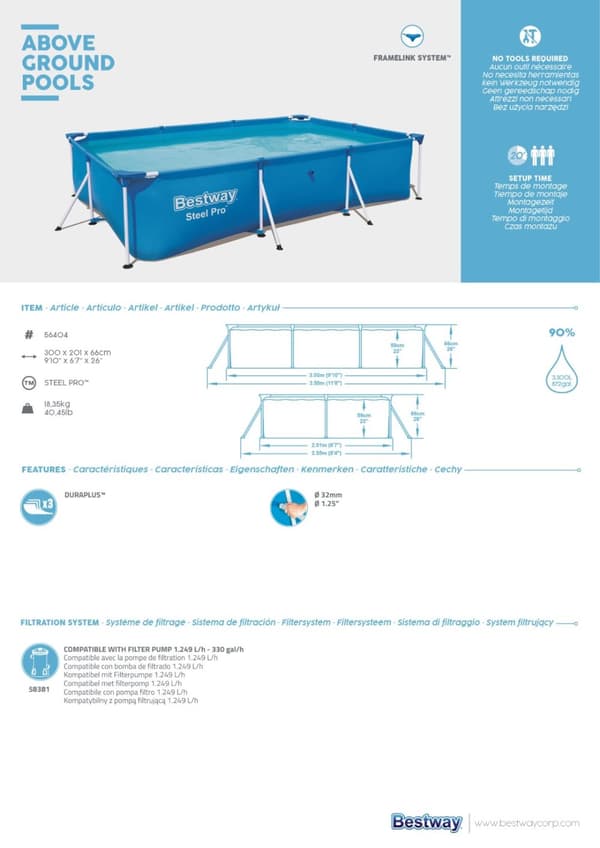Bestway Steel Pro Frame Pool 3.00m x 2.01m x 66cm