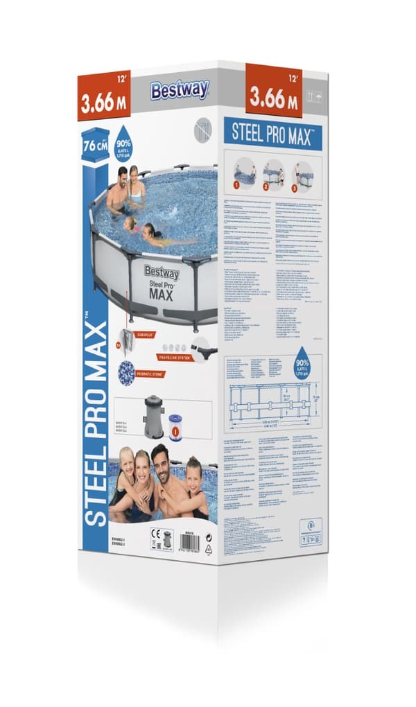 Bestway Steel Pro MAX Frame Pool 366 x 76cm m. filter pump