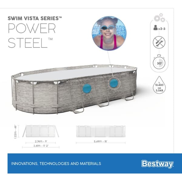 Bestway Power Steel  Swim Vista II 549 x 274 x 122 cm med pump, stege etc.