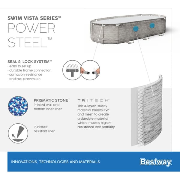 Bestway Power Steel  Swim Vista II 549 x 274 x 122 cm med pump, stege etc.