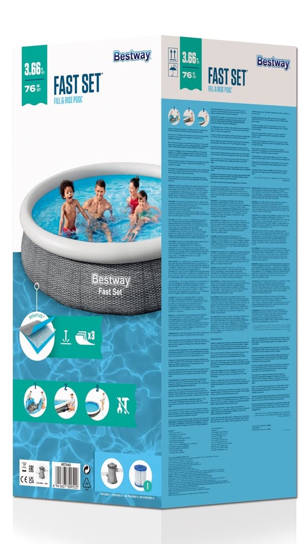 Bestway Fast Set Pool Set 366 x 76cm m. filter Pump