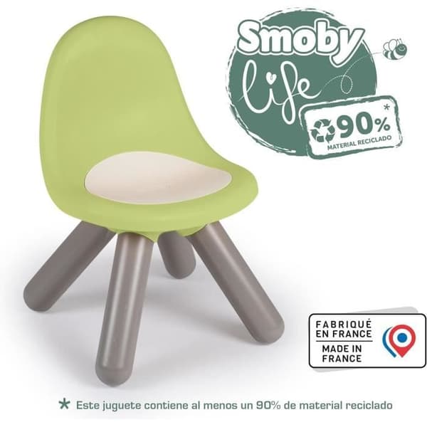 Smoby Life - Omenanvihreä lastentuoli - Puhalletut jalat - Sisä- ja ulkokäyttöön - UV-suojattu