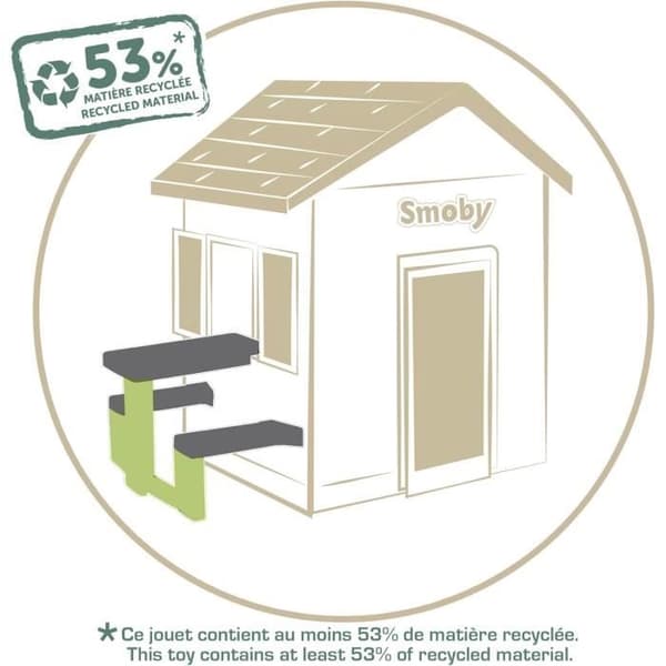 Smoby Life - Picknickbord anpassningsbart till Smoby-hus - 2 bänkar