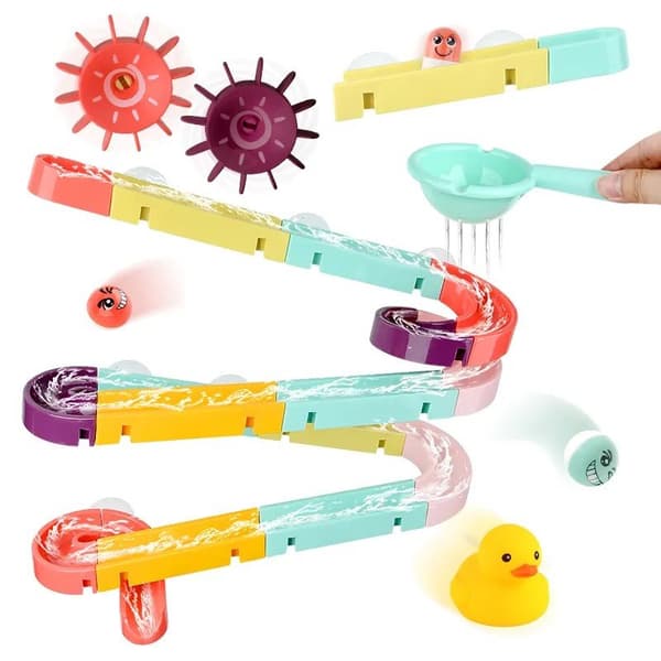 Spil Bath Legetøj Track Slide Duck Sæt 44 elementer