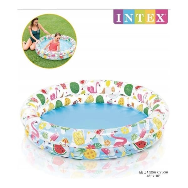 Transparent oppustelig pool med frugtmønster 122x25cm Intex