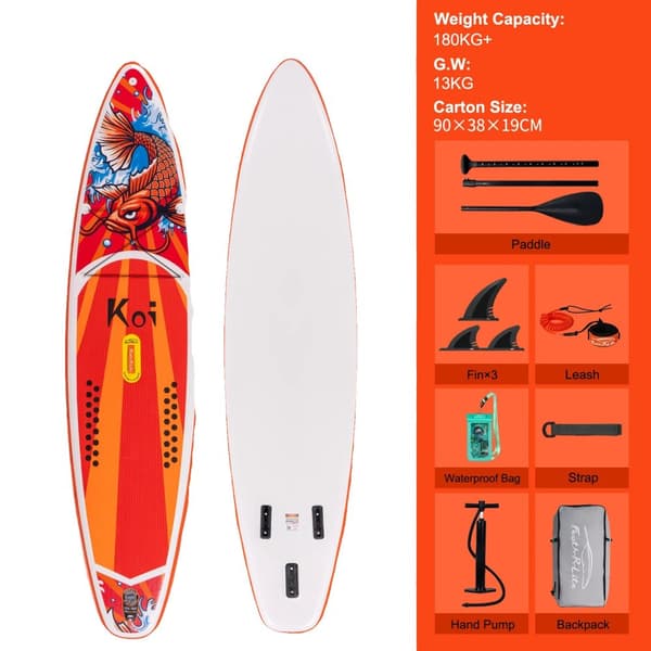 Uppblåsbar Stand Up Paddle Board, 180KG+ viktkapacitet, lättviktsdesign på 12,5KG,FR01E