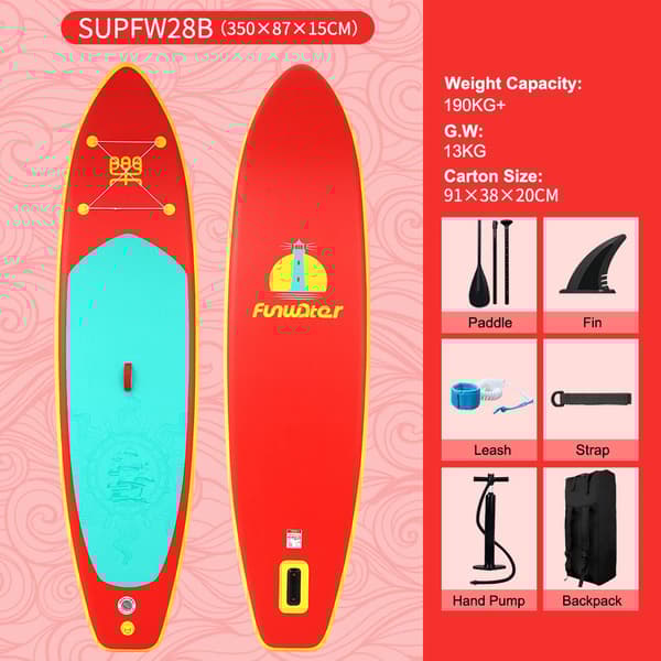 Ilmatäytteinen Stand Up Paddle Board, 180KG+ painoraja, kevyt 12.5KG,FW28B