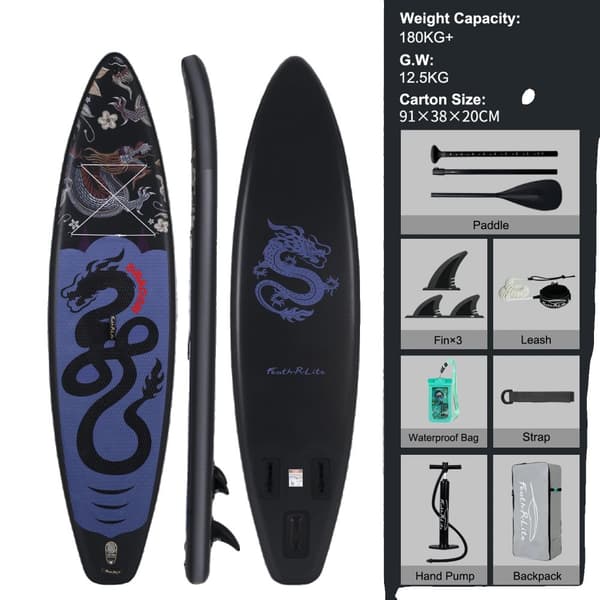 Uppblåsbar Stand Up Paddle Board, 180KG+ viktkapacitet, lättviktsdesign på 12,5KG,FR17U