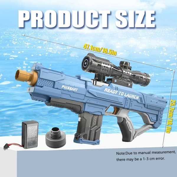 Moorle Automatisk Vandpistol 450 cc - 9 m Skydebane, Batteridrevet Vandblæser, Automatisk genopfyldning