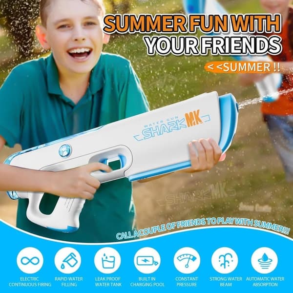 Lollanda Elektrisk Vandpistol, Automatiske Super High Sprøjtepistoler – Kraftfuld, Batteridrevet Vandblaster, Sommerleg, Strand & Pool