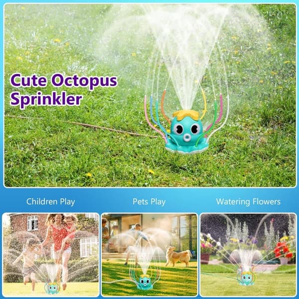 Lollanda Sprinkler til Børn, Vandsprinkler til børn, Vandsprinkler og Spraylegetøj - Sprinkler, Blæksprutte, Rød/Blå