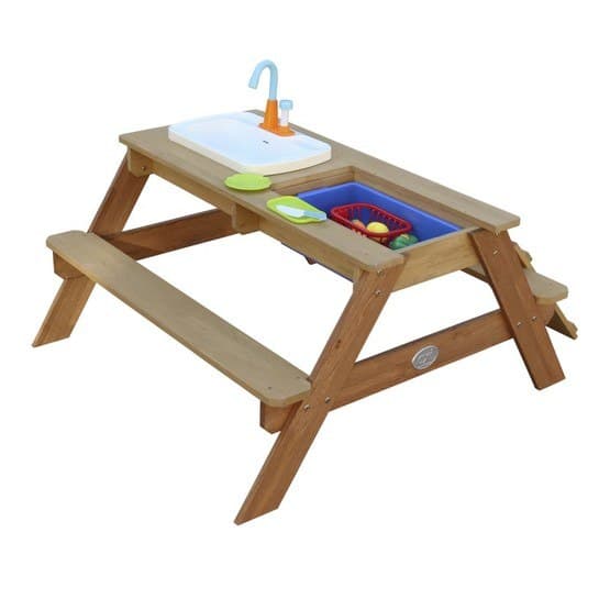 Axi - Picnicbord - Emily Med Vandskål Og Legetøjskøkken - Brun