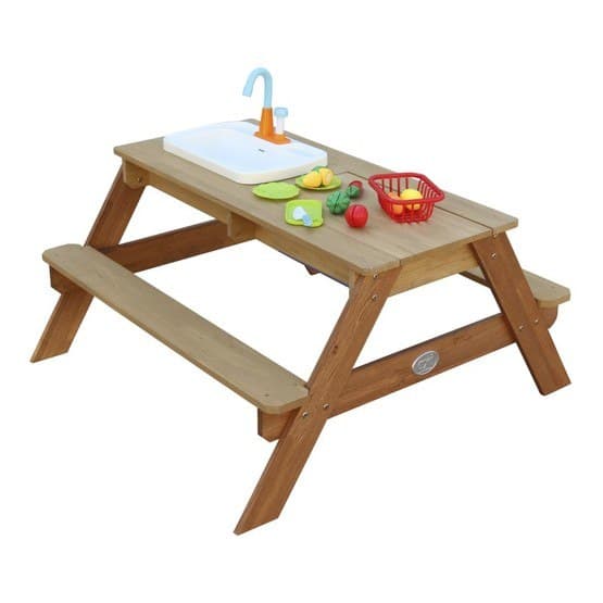 Axi - Picnicbord - Emily Med Vandskål Og Legetøjskøkken - Brun
