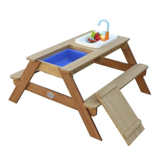 Axi - Picnicbord - Emily Med Vandskål Og Legetøjskøkken - Brun