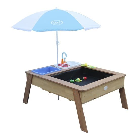 Axi - Sand/vandbord - Linda Med Parasol Og Legekøkken - Brun