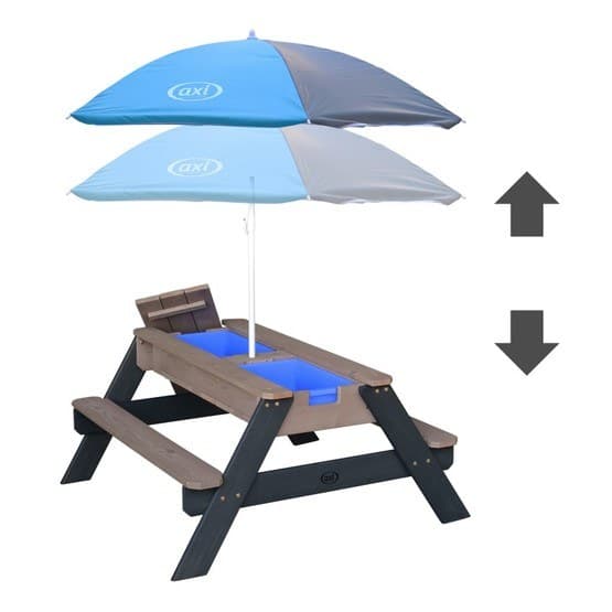 Axi - Sand/Vand Legebord Nick - Antracit/Grå - Parasol Blå