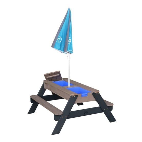 Axi - Sand/Vand Legebord Nick - Antracit/Grå - Parasol Blå
