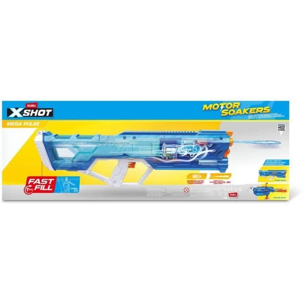 Motoriseret vandpistol - ZURU - X-SHOT Mega Pulse - Hurtig påfyldning - Genopladeligt batteri - 9 m rækkevidde - 1,1 L tank