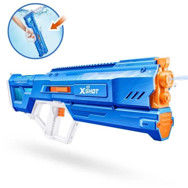 Motoriseret vandpistol - ZURU - X-SHOT Mega Pulse - Hurtig påfyldning - Genopladeligt batteri - 9 m rækkevidde - 1,1 L tank