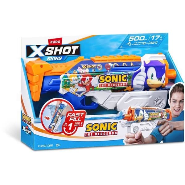 Vandpistol - ZURU - X-SHOT Skins Sonic Hyperload - Sonisk hastighed - Fylder på 1 sekund - Rækkevidde 10 m - 500 ml tank