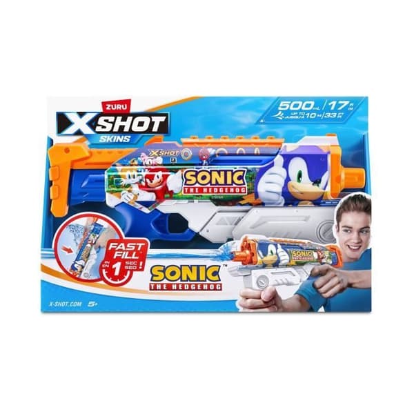 Vandpistol - ZURU - X-SHOT Skins Sonic Hyperload - Sonisk hastighed - Fylder på 1 sekund - Rækkevidde 10 m - 500 ml tank