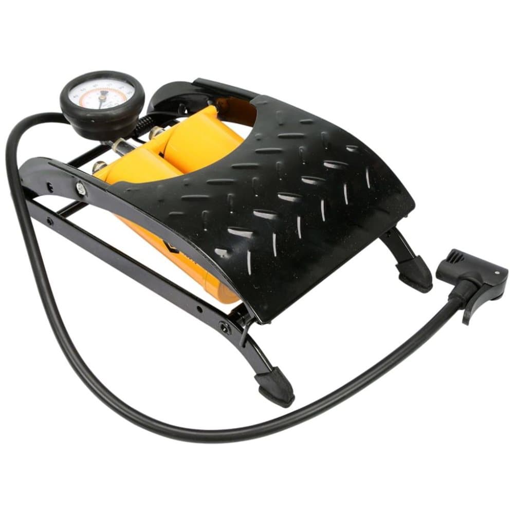 VOREL Fotpump med tryckmätare dubbla cylindrar