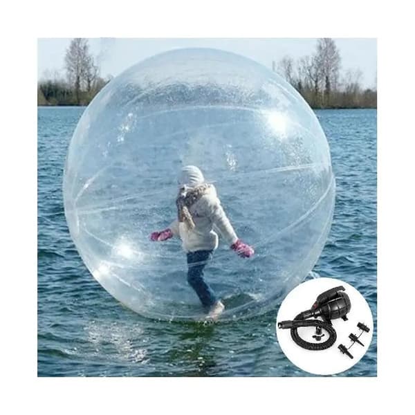 2 m diameter vattenvandringsboll med fläkt och reparationssats, hållbar och miljövänlig, lätt att sätta upp, lätt att bära och förvara
