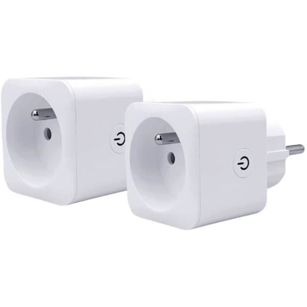 Sæt med 2 Wi-Fi + BT-tilsluttede stikkontakter - KONYKS - Priska FR Dual Pack - 16 A - Med forbrugsmåler