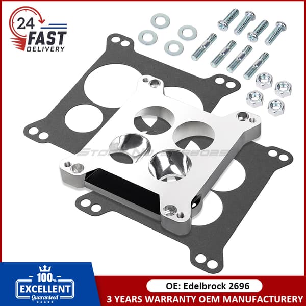 Edelbrock Karburator Adapterplade, Passer til Quadrajet og Thermo-Quad, Nem Installation, Holdbar Aluminiumkonstruktion