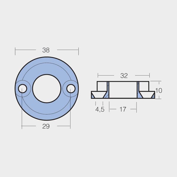 Zinkanod Tecnoseal, för bogpropeller, passar Vetus Serie KGF 25