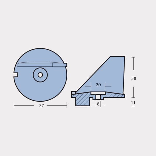 Zinkanod Tecnoseal 3B7-60217-0, till utombordare, passar till Tohatsu 60 - 140 hk